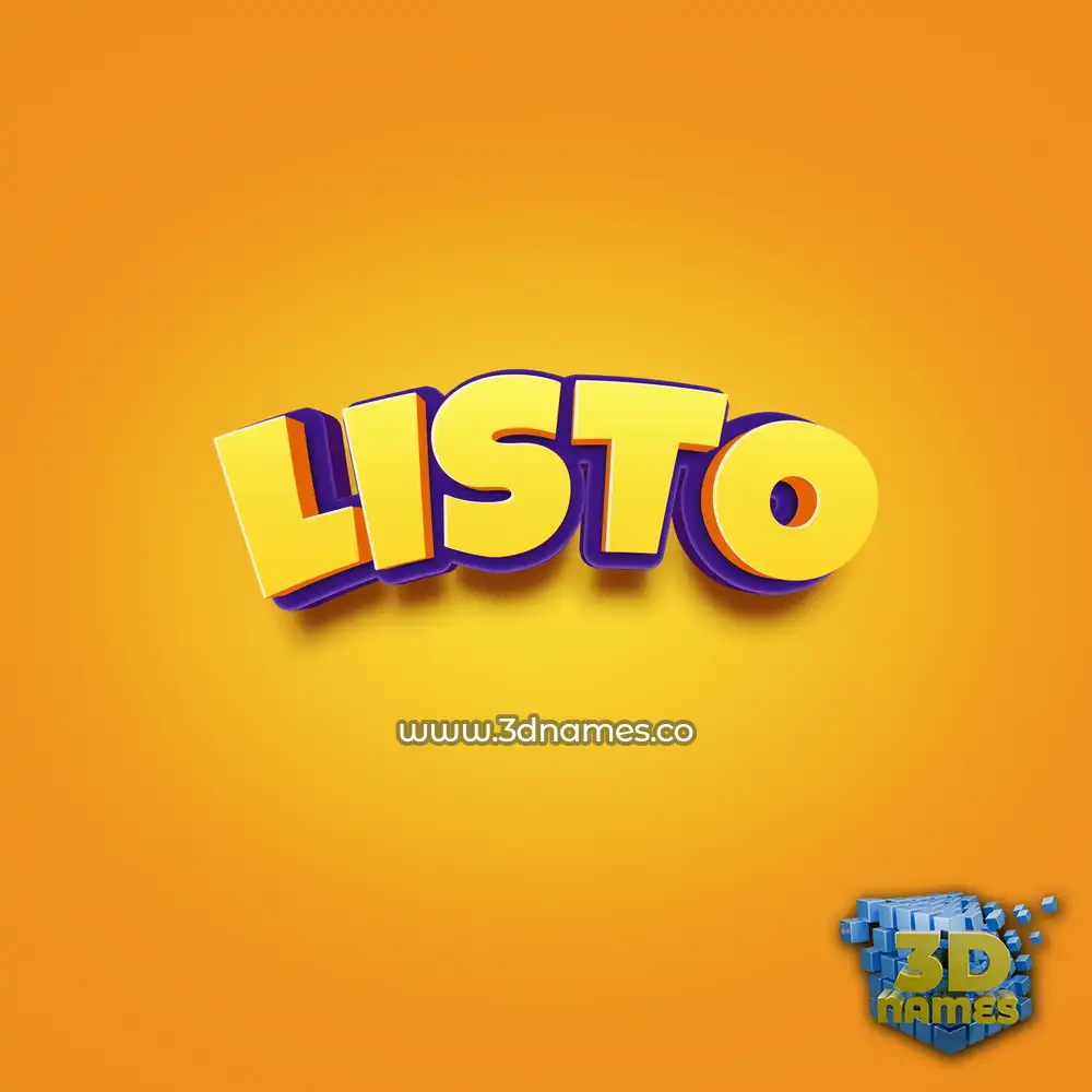 listo in Orange Toon style - 3D name wallpaper