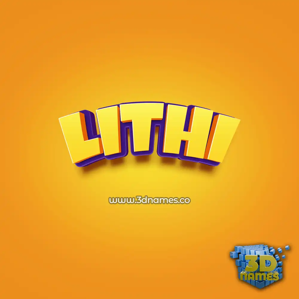 lithi in Orange Toon style - 3D name wallpaper