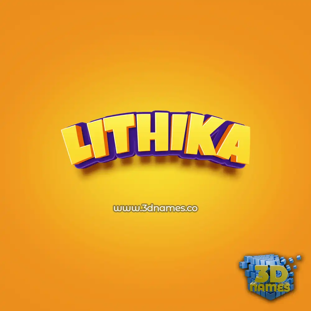 lithika in Orange Toon style - 3D name wallpaper