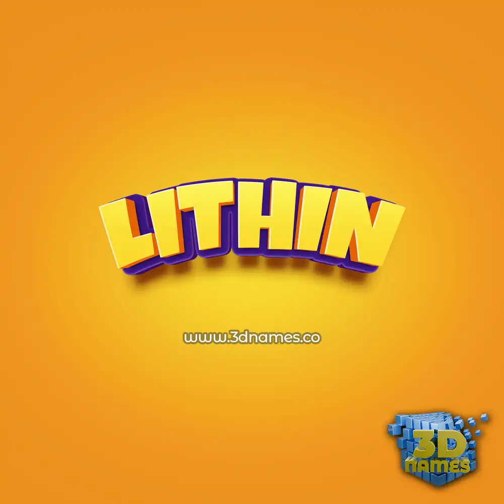 lithin in Orange Toon style - 3D name wallpaper
