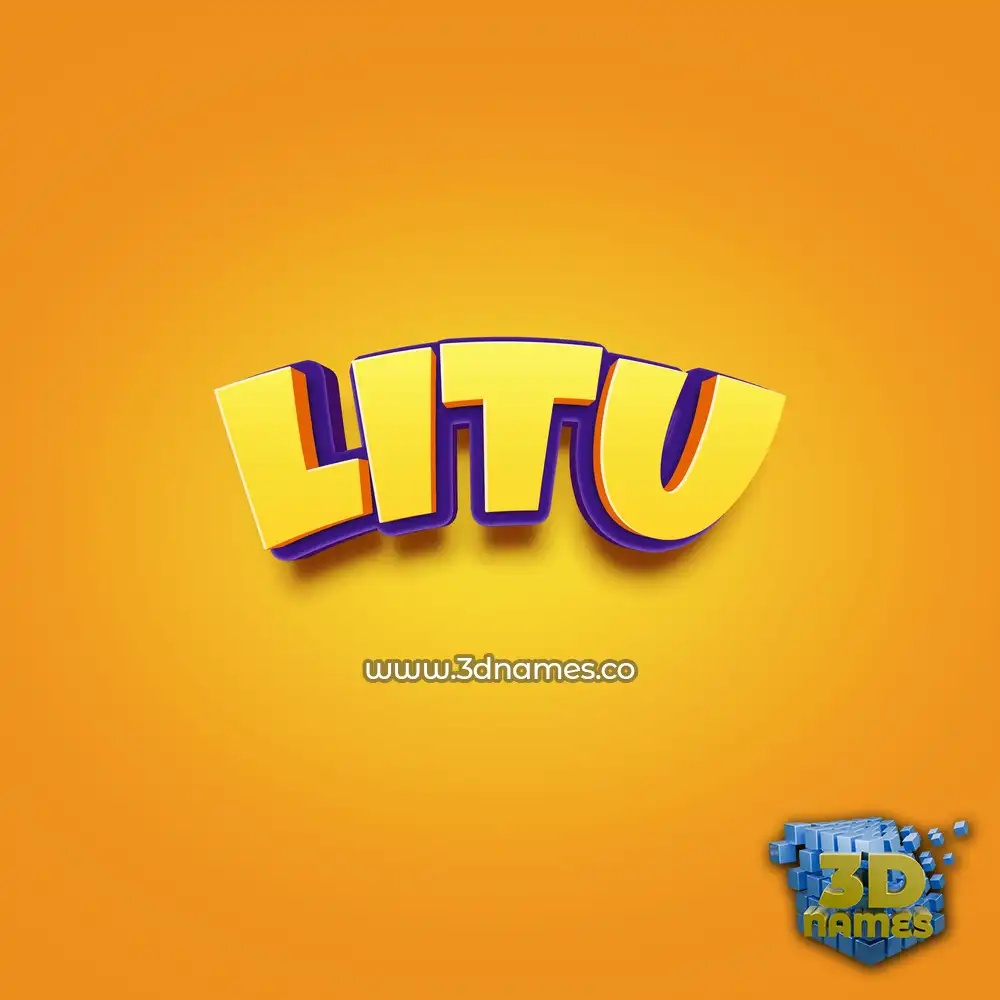 litu in Orange Toon style - 3D name wallpaper