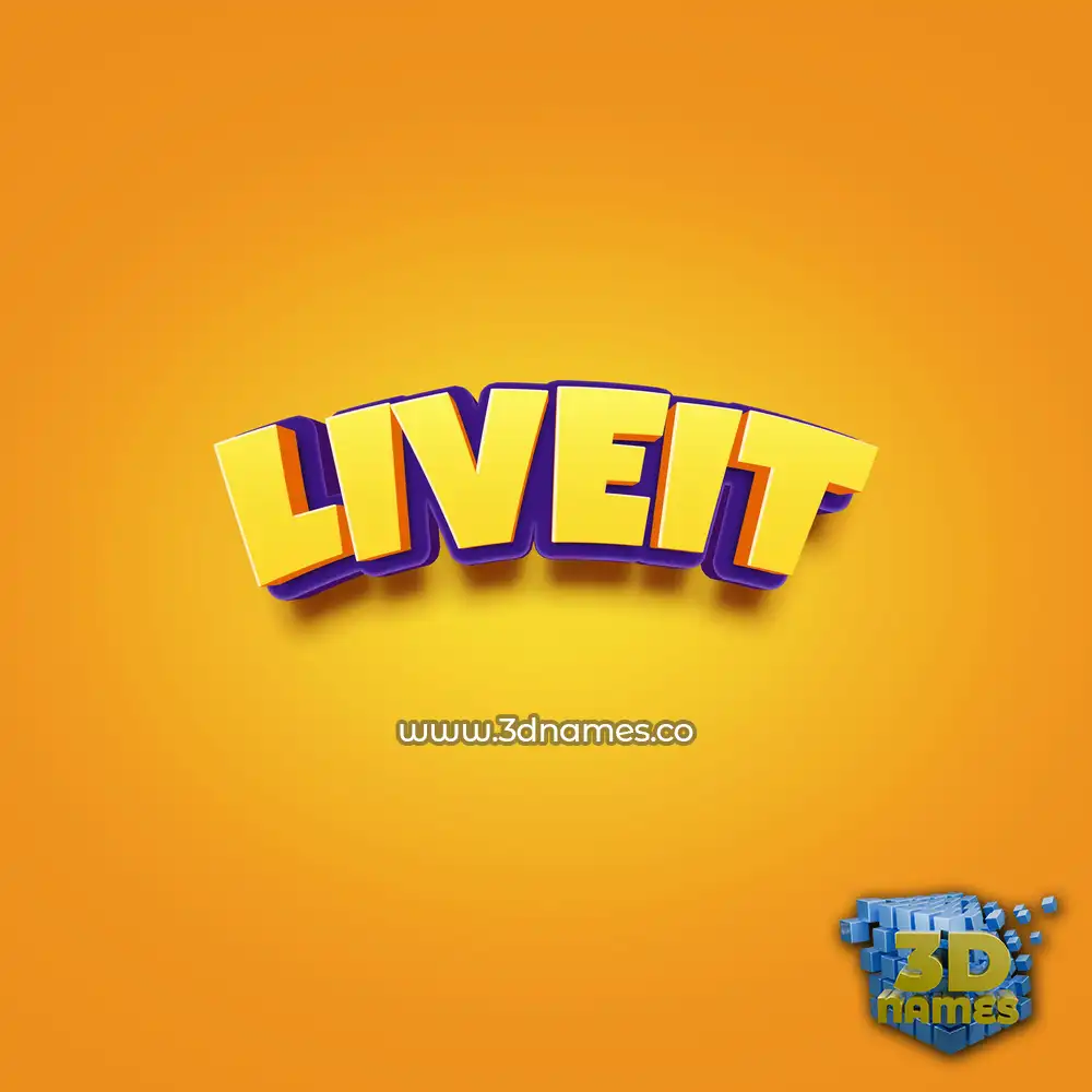 liveit in Orange Toon style - 3D name wallpaper