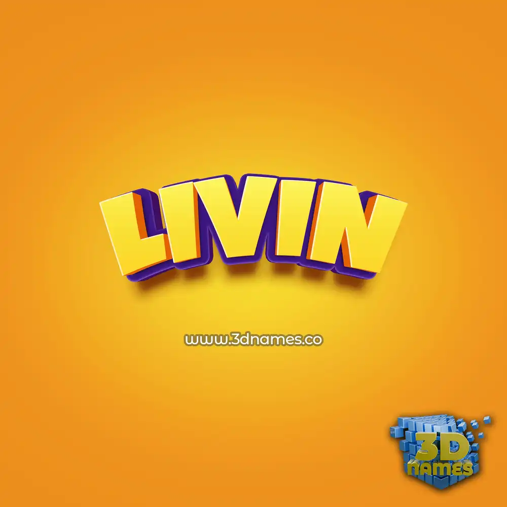 livin in Orange Toon style - 3D name wallpaper