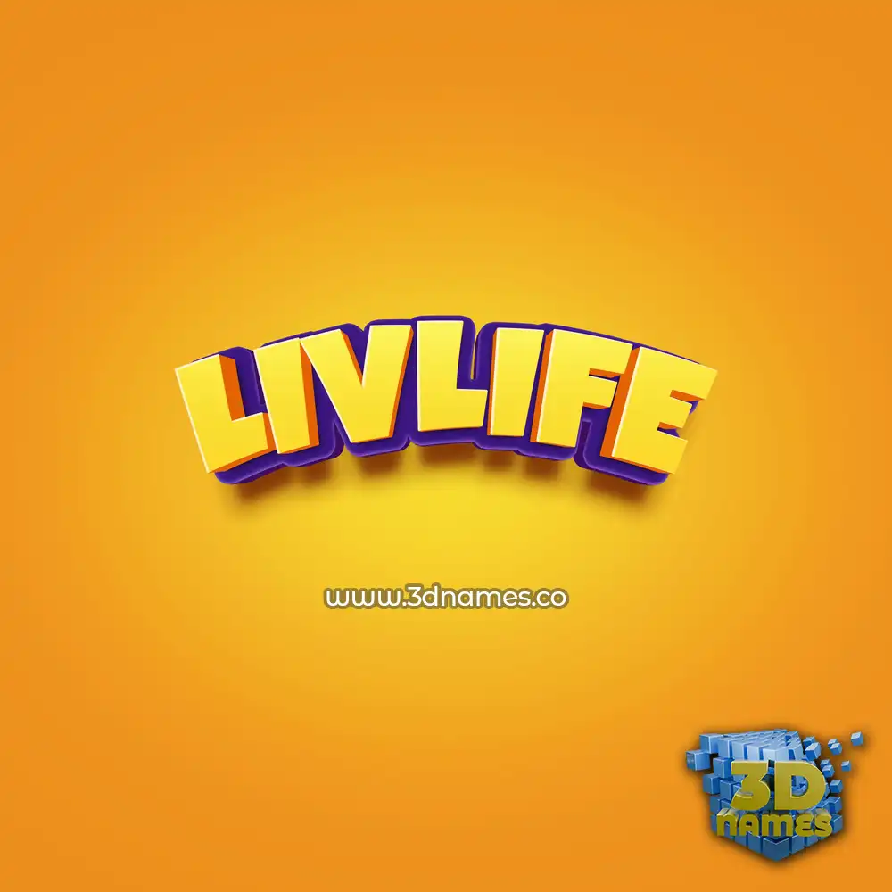 livlife in Orange Toon style - 3D name wallpaper