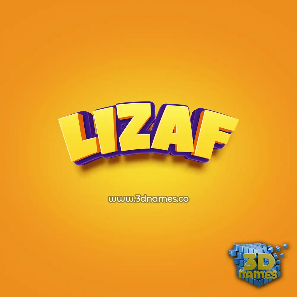 lizaf in Orange Toon style - 3D name wallpaper