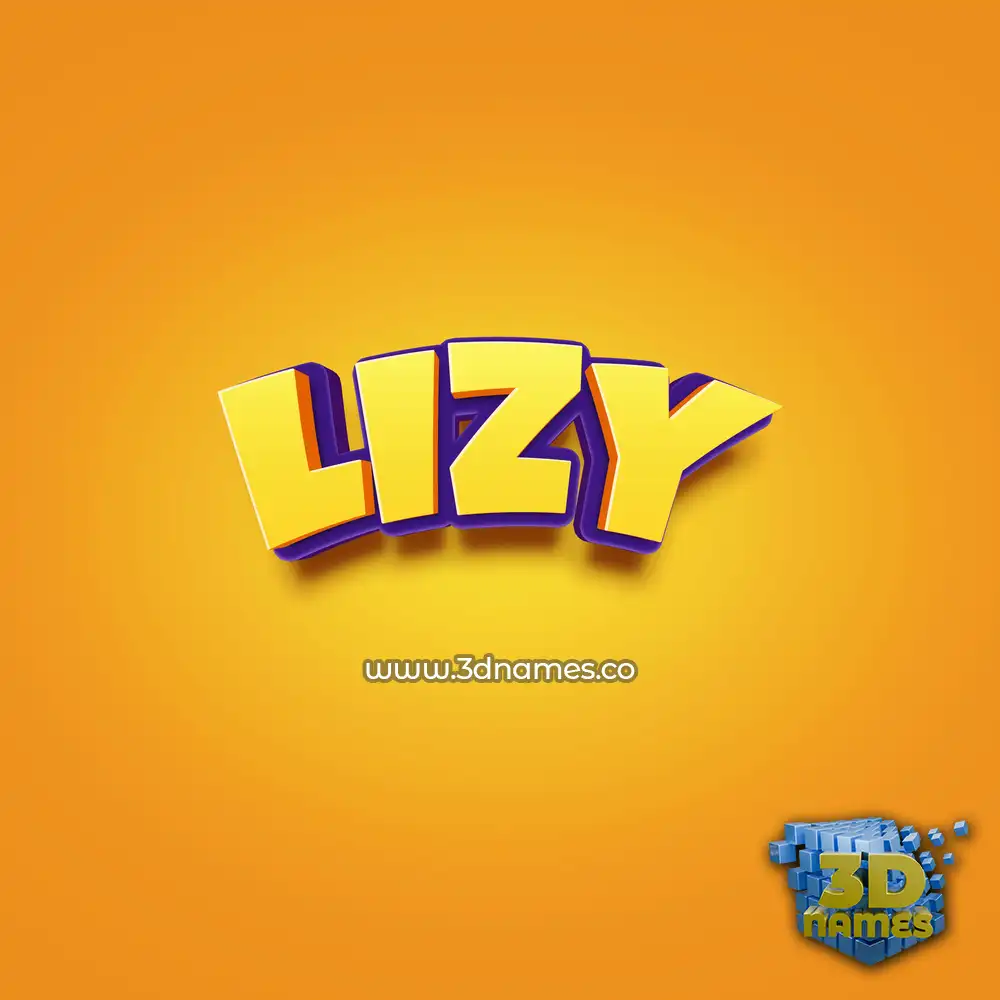 lizy in Orange Toon style - 3D name wallpaper