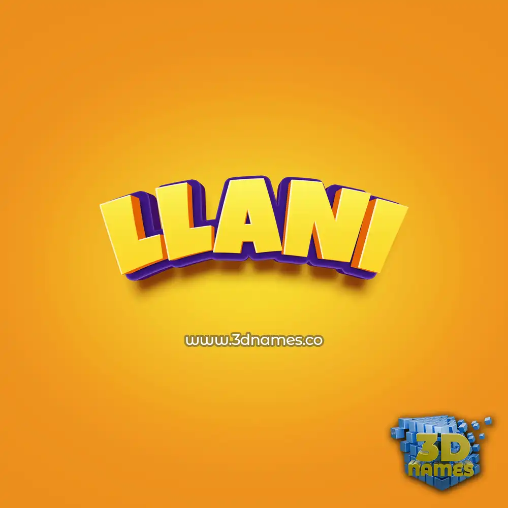 llani in Orange Toon style - 3D name wallpaper