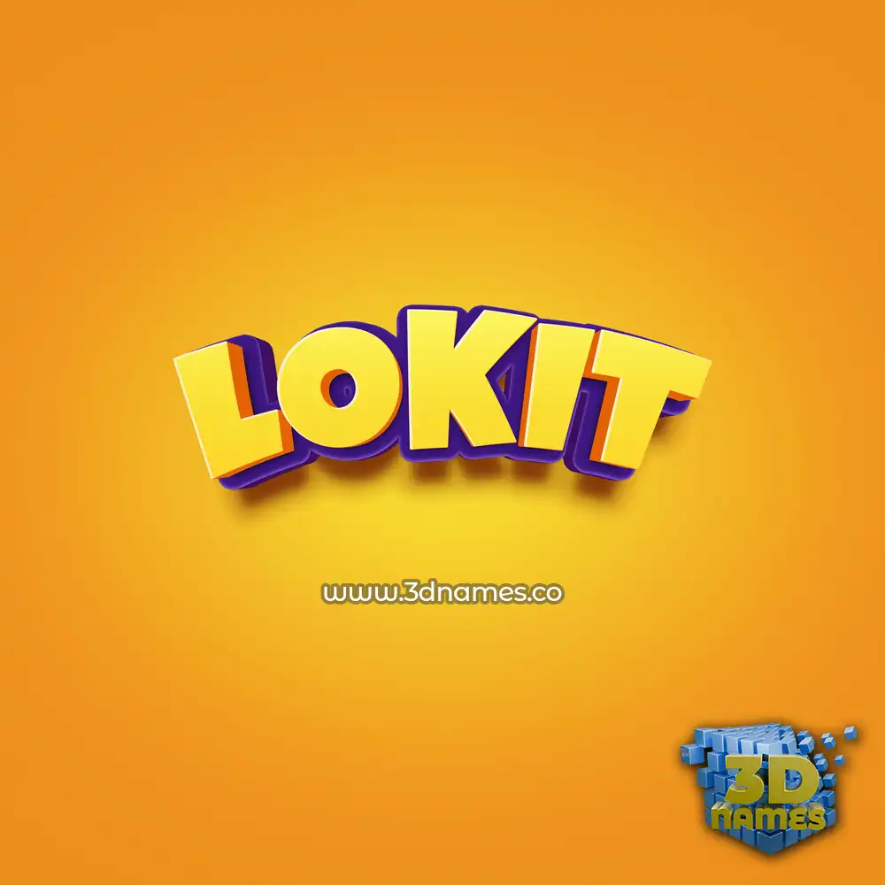 lokit in Orange Toon style - 3D name wallpaper