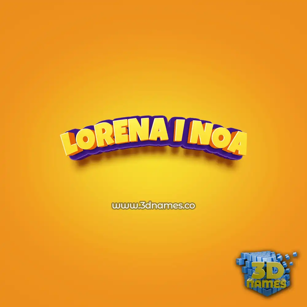 lorena i noa in Orange Toon style - 3D name wallpaper