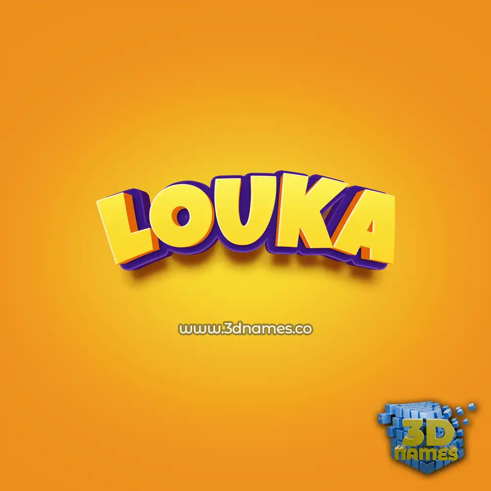 louka in Orange Toon style - 3D name wallpaper