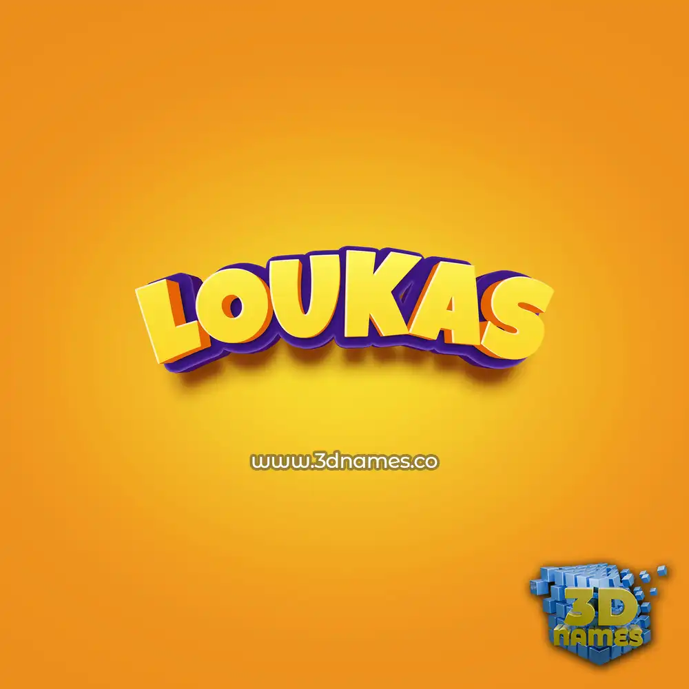 loukas in Orange Toon style - 3D name wallpaper