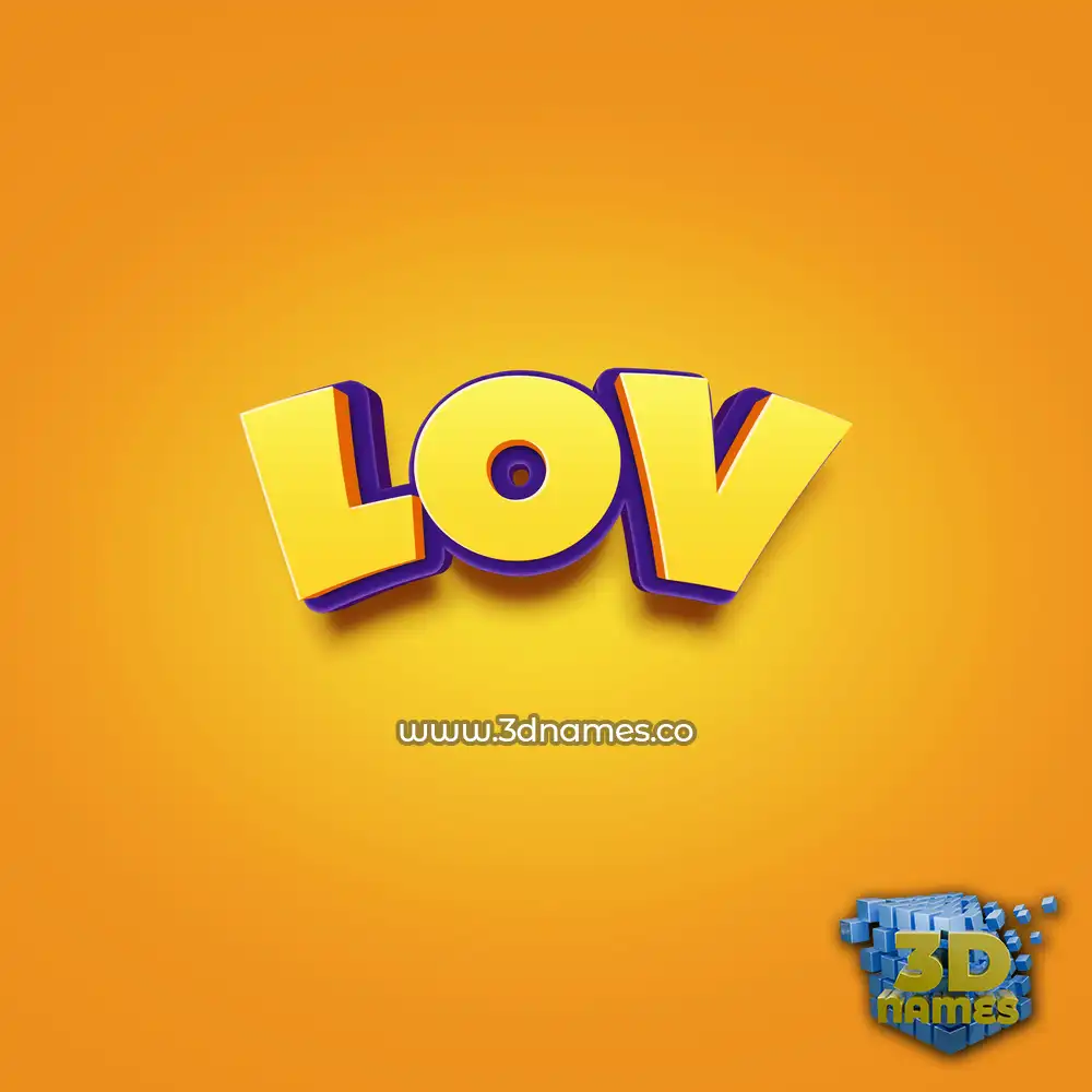 lov in Orange Toon style - 3D name wallpaper