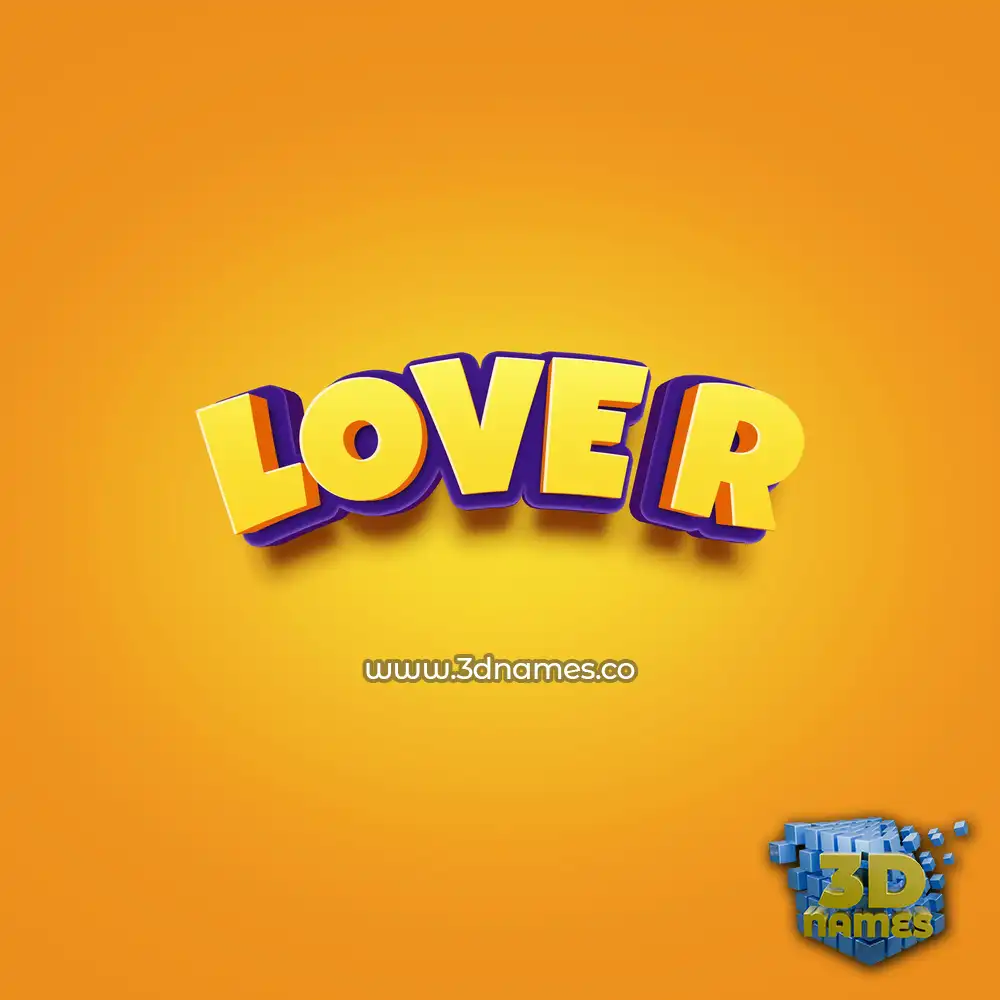 love r in Orange Toon style - 3D name wallpaper