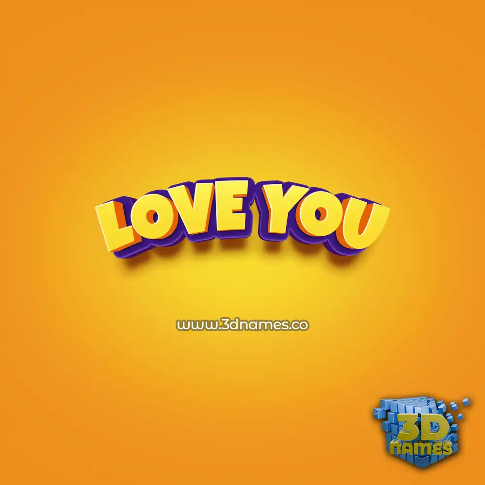 love you in Orange Toon style - 3D name wallpaper