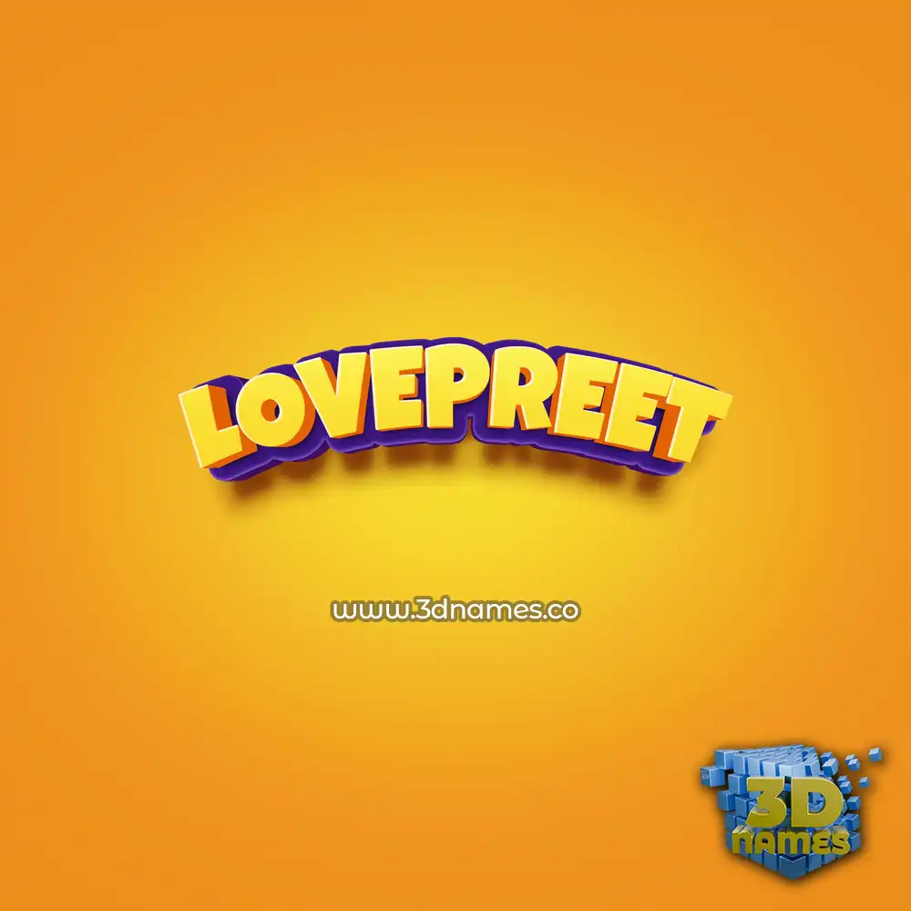 lovepreet in Orange Toon style - 3D name wallpaper