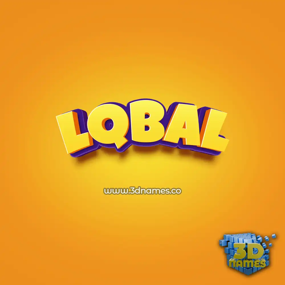 lqbal in Orange Toon style - 3D name wallpaper
