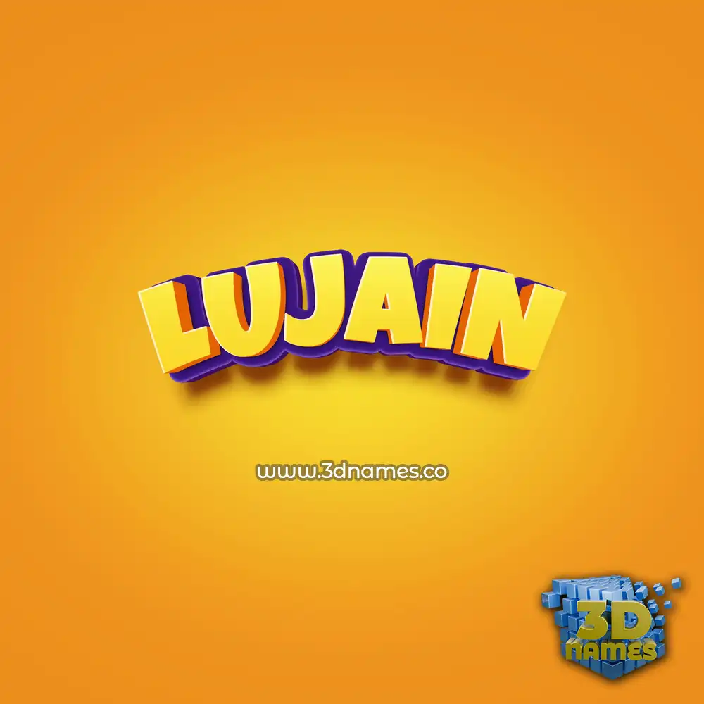 lujain in Orange Toon style - 3D name wallpaper