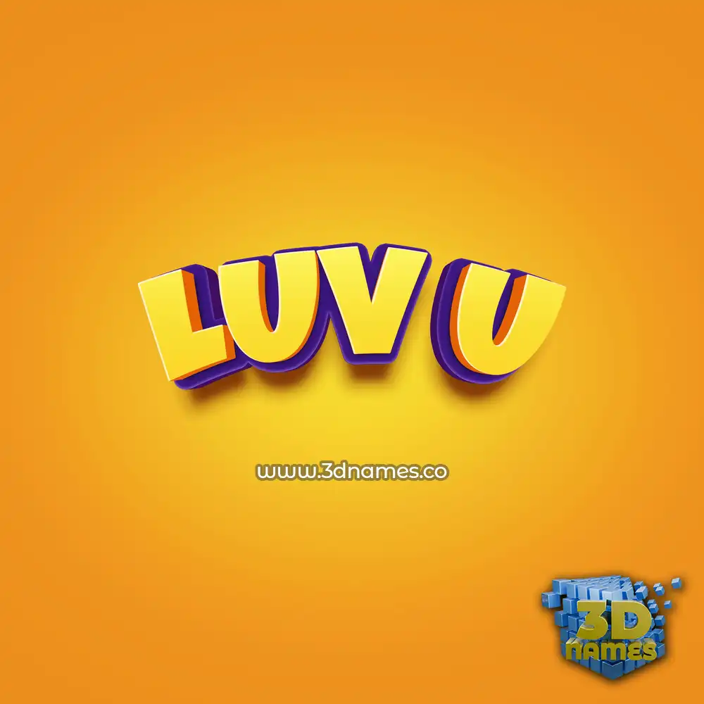 luv u in Orange Toon style - 3D name wallpaper