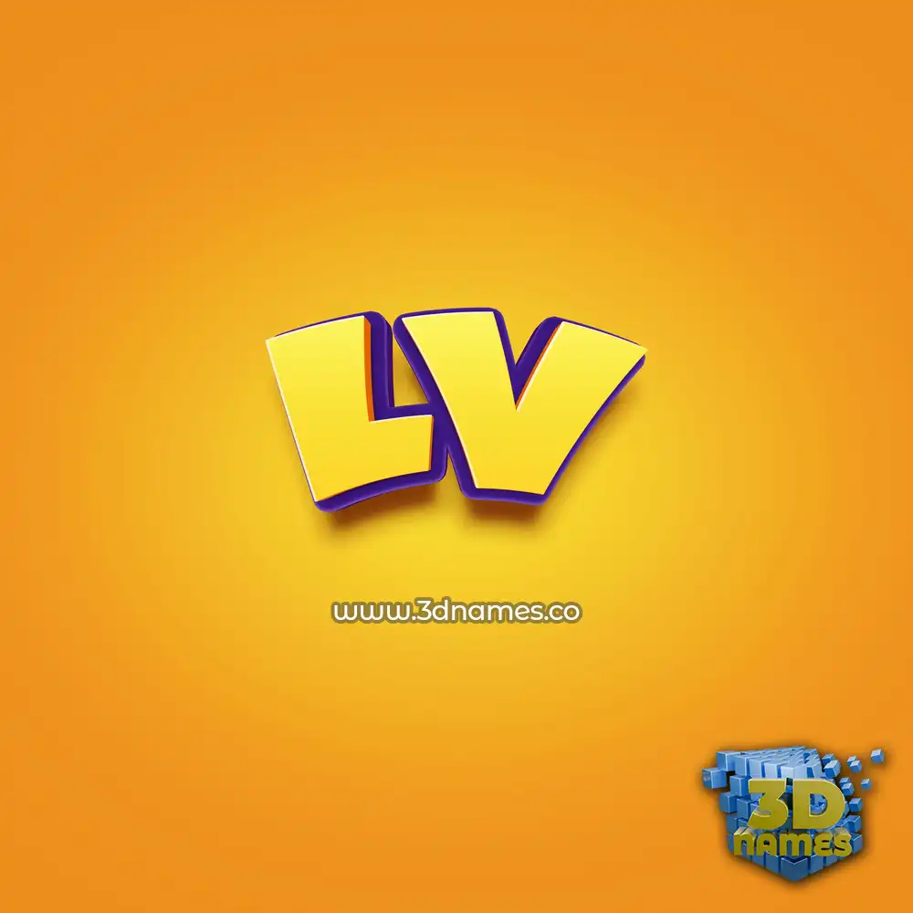 lv in Orange Toon style - 3D name wallpaper