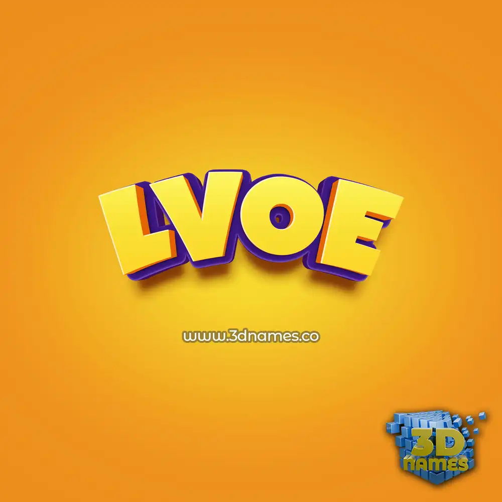 lvoe in Orange Toon style - 3D name wallpaper