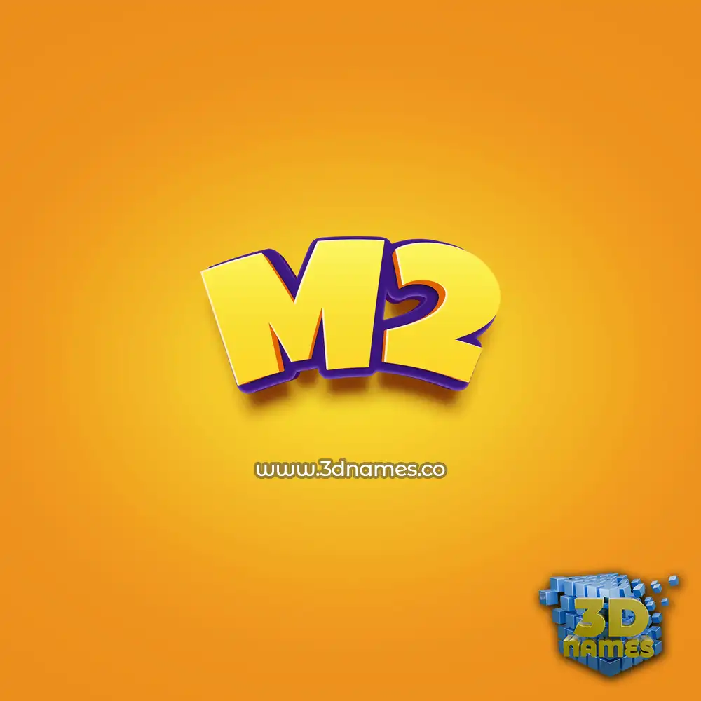 m2 in Orange Toon style - 3D name wallpaper