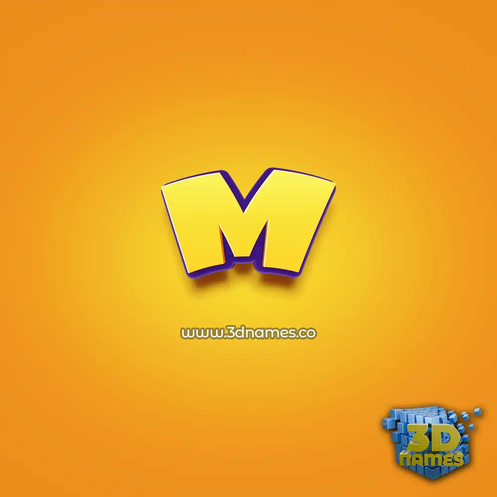 m in Orange Toon style - 3D name wallpaper