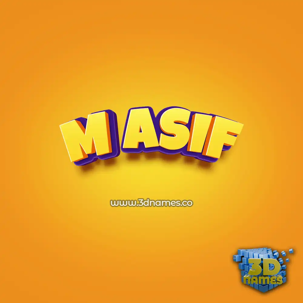 m asif in Orange Toon style - 3D name wallpaper