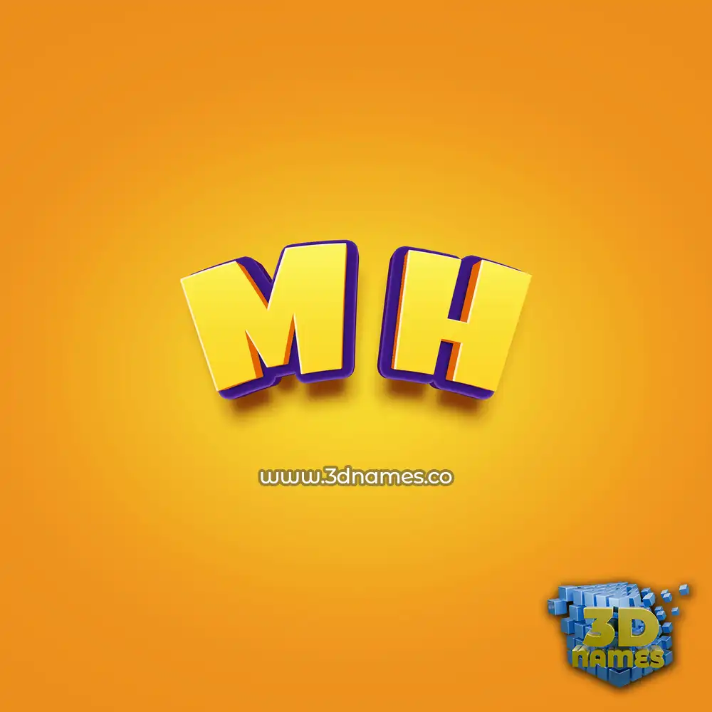 m h in Orange Toon style - 3D name wallpaper