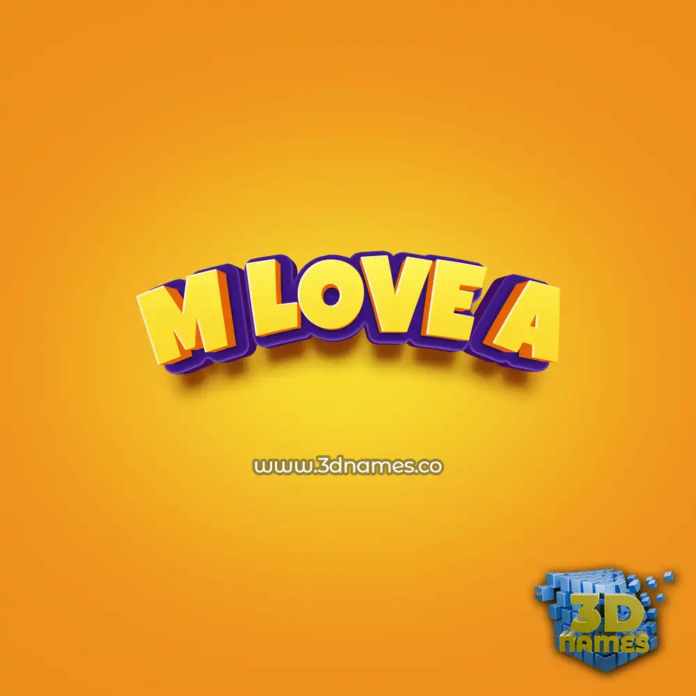 m love a in Orange Toon style - 3D name wallpaper