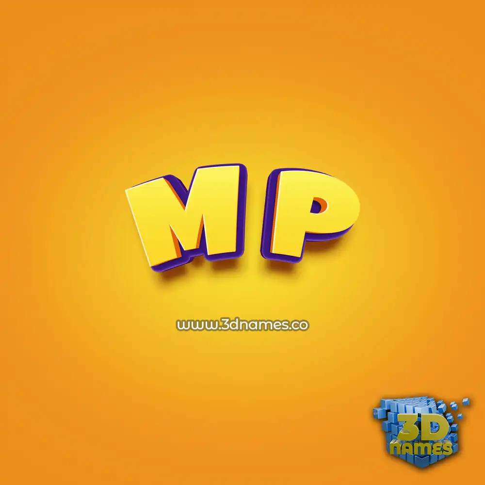 m p in Orange Toon style - 3D name wallpaper