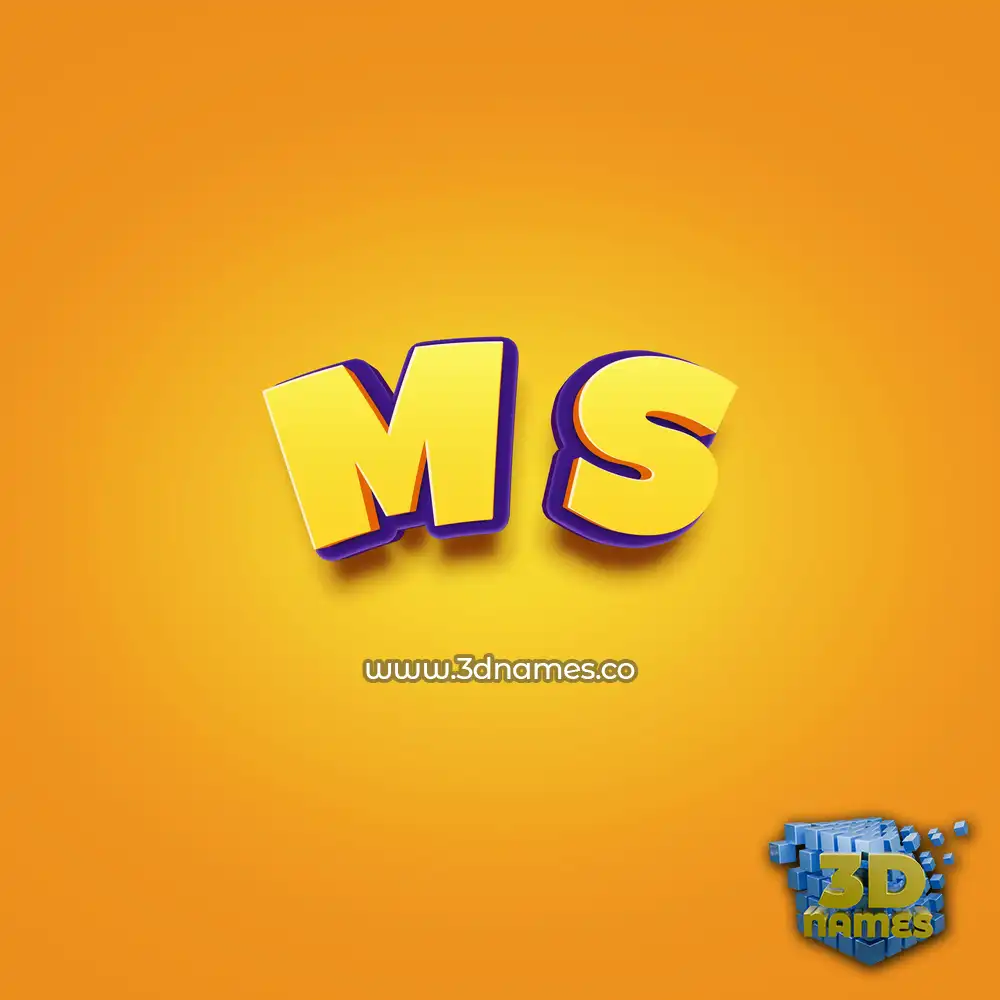 m s in Orange Toon style - 3D name wallpaper