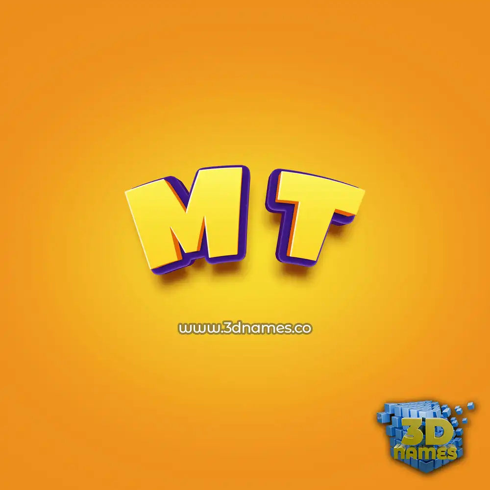 m t in Orange Toon style - 3D name wallpaper