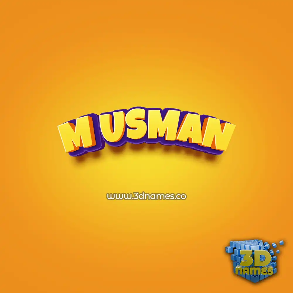 m usman in Orange Toon style - 3D name wallpaper
