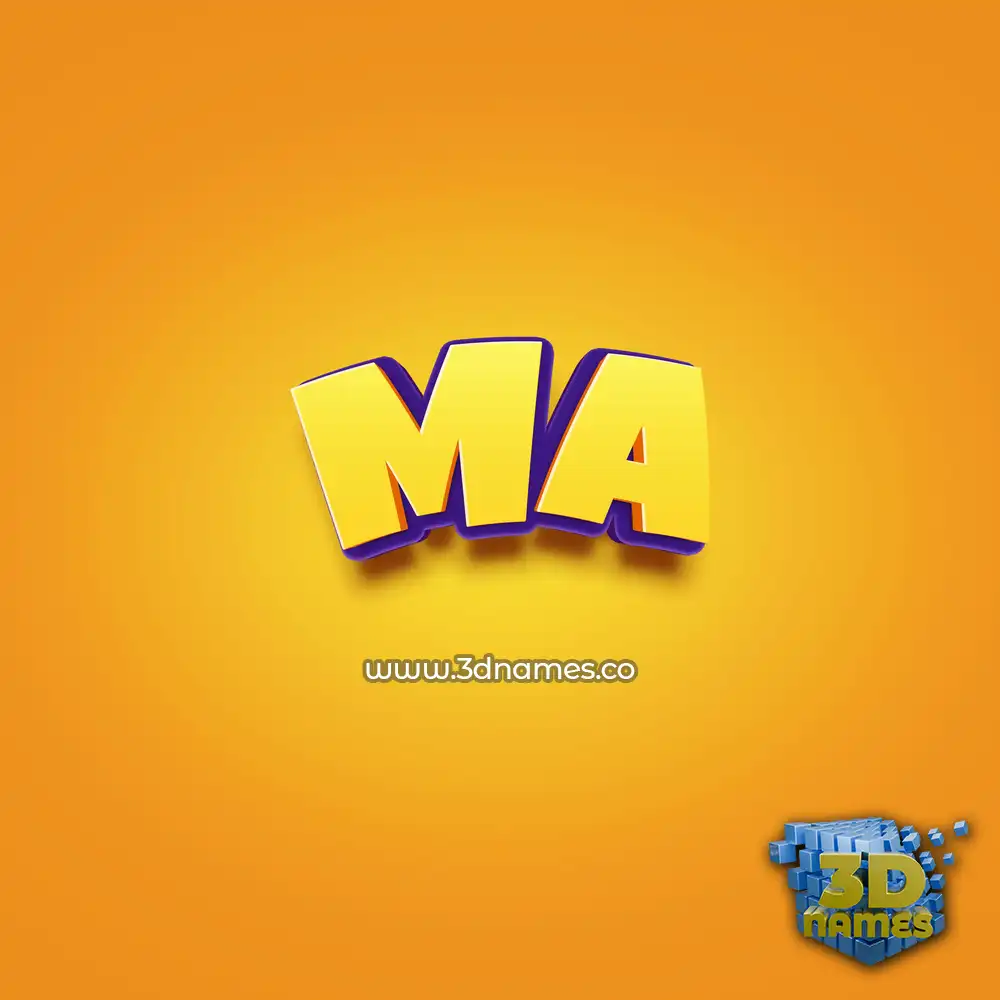 ma in Orange Toon style - 3D name wallpaper