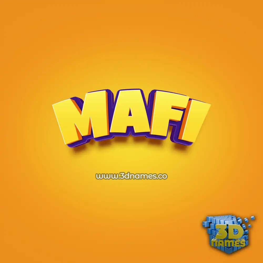 mafi in Orange Toon style - 3D name wallpaper