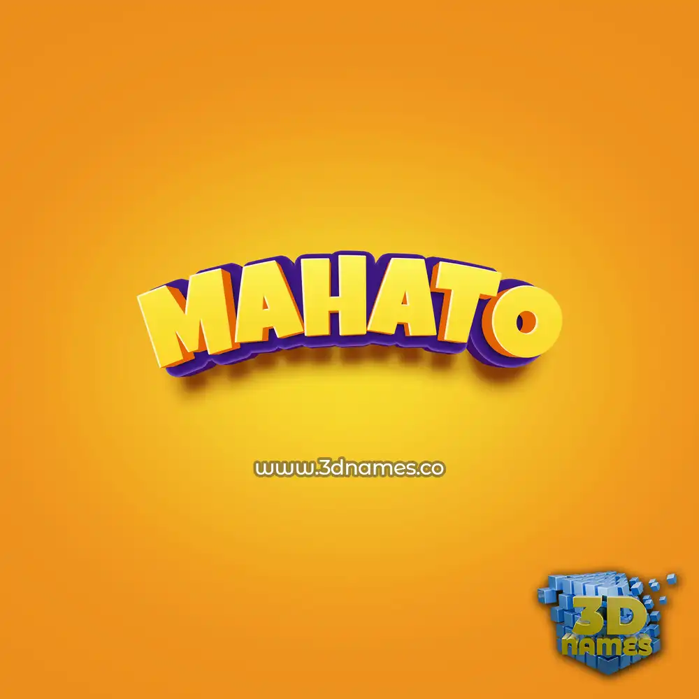 mahato in Orange Toon style - 3D name wallpaper