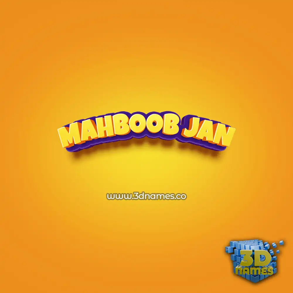 mahboob jan in Orange Toon style - 3D name wallpaper