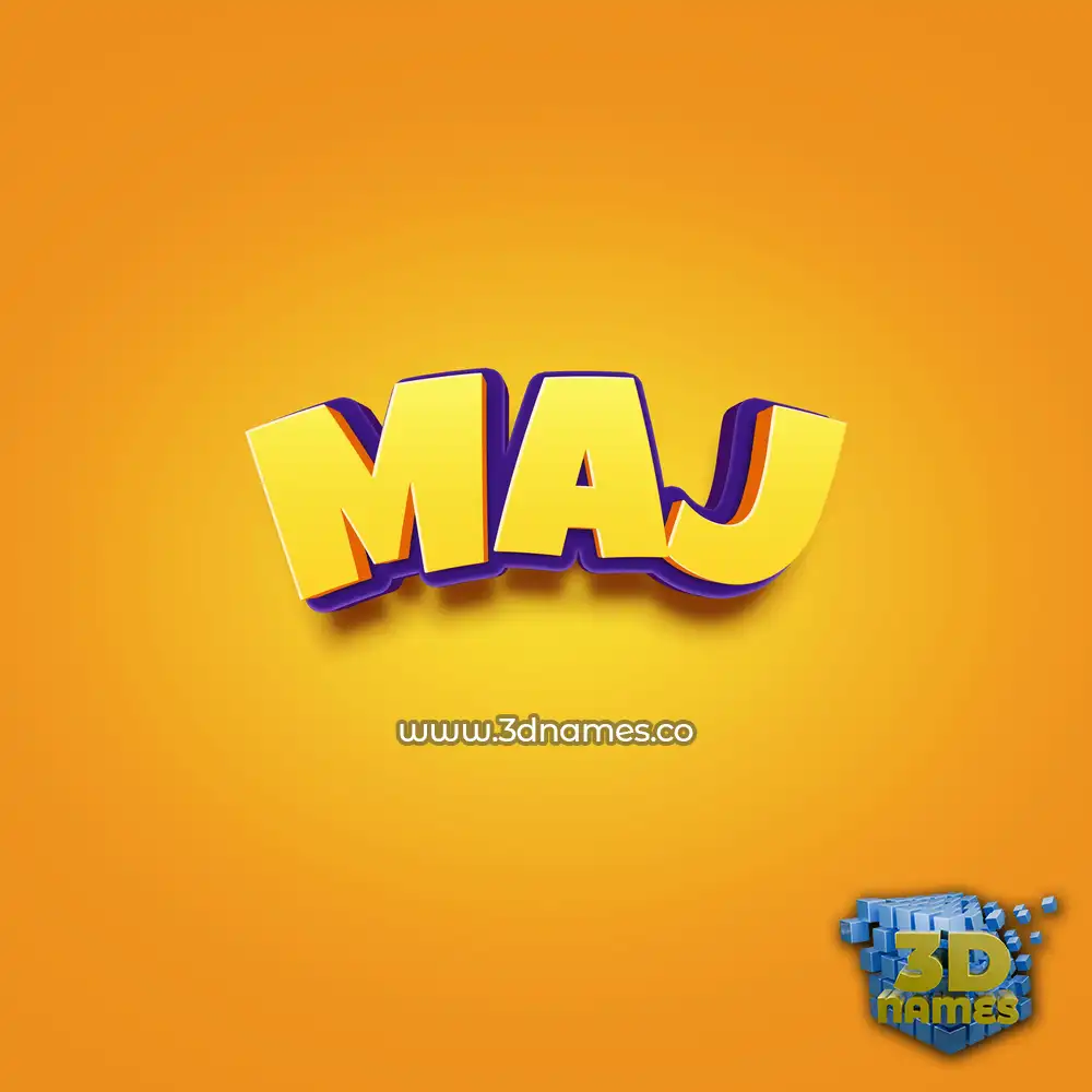 maj in Orange Toon style - 3D name wallpaper