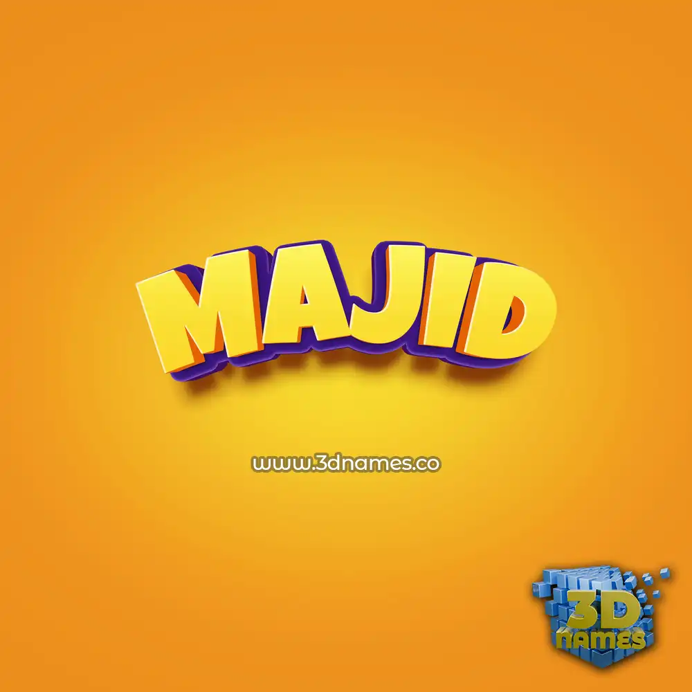 majid in Orange Toon style - 3D name wallpaper