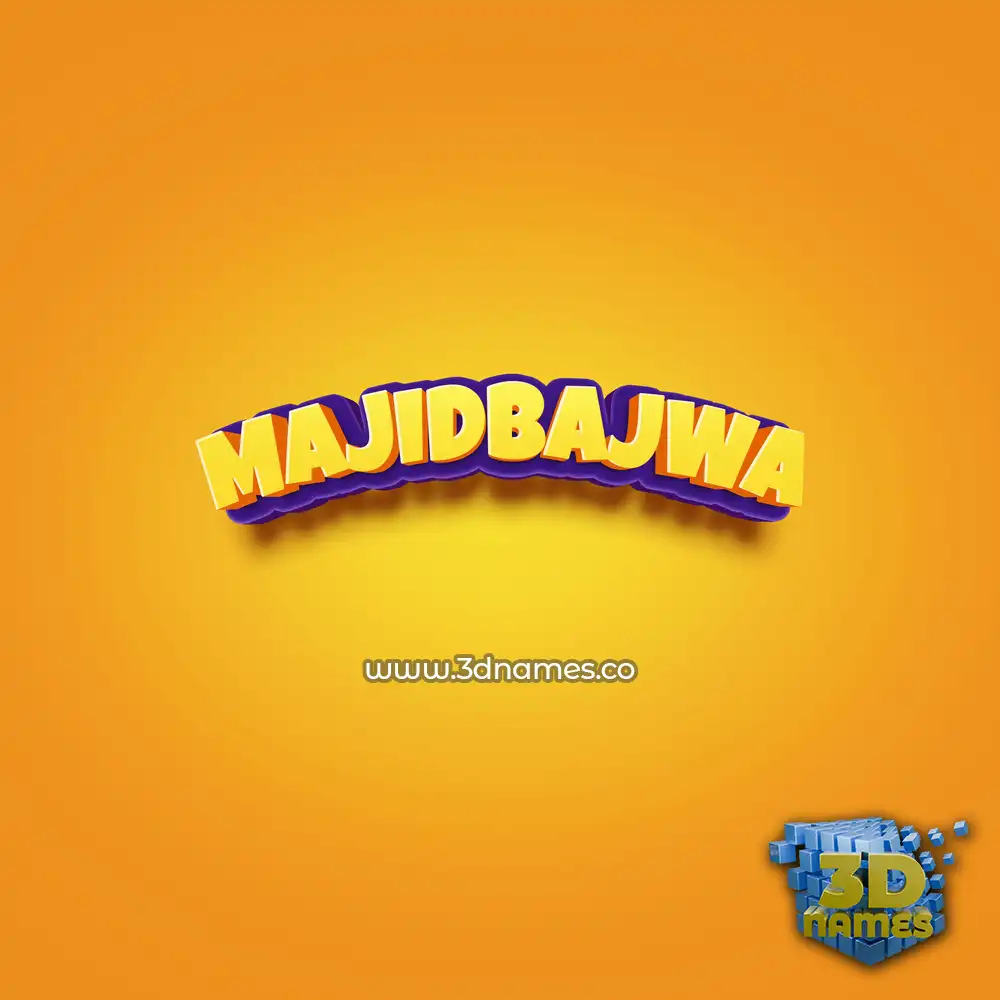 majidbajwa in Orange Toon style - 3D name wallpaper