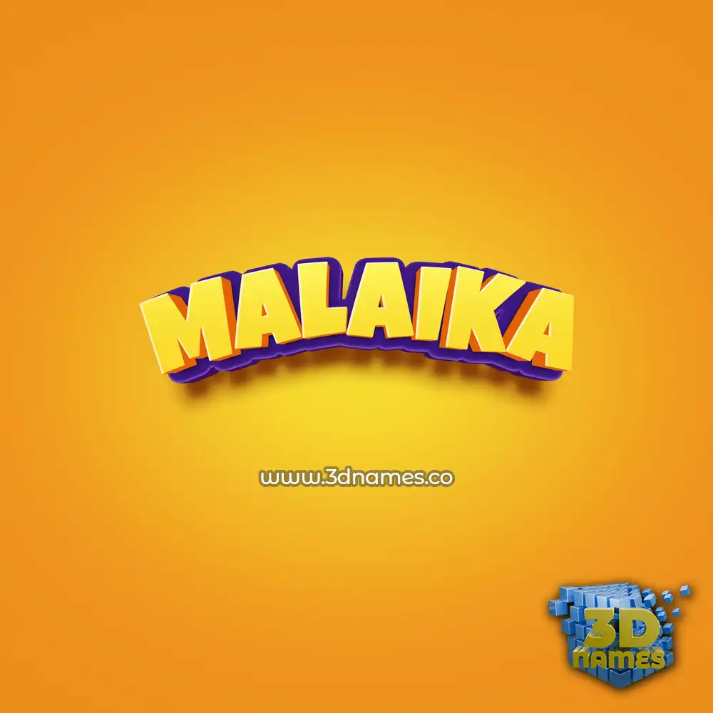 malaika in Orange Toon style - 3D name wallpaper