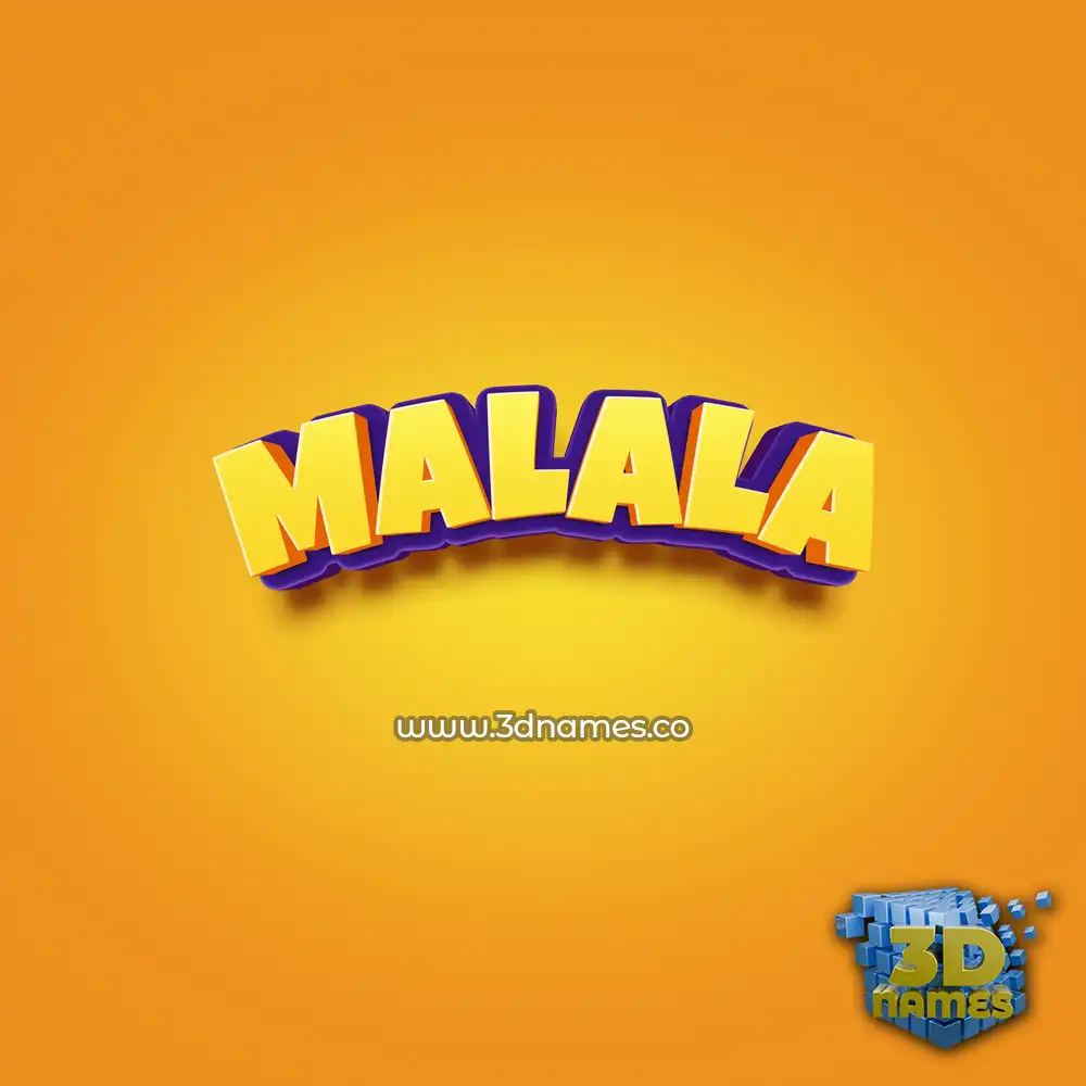 malala in Orange Toon style - 3D name wallpaper