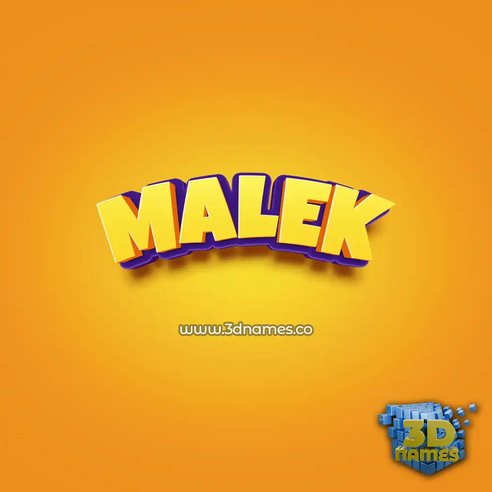 malek in Orange Toon style - 3D name wallpaper