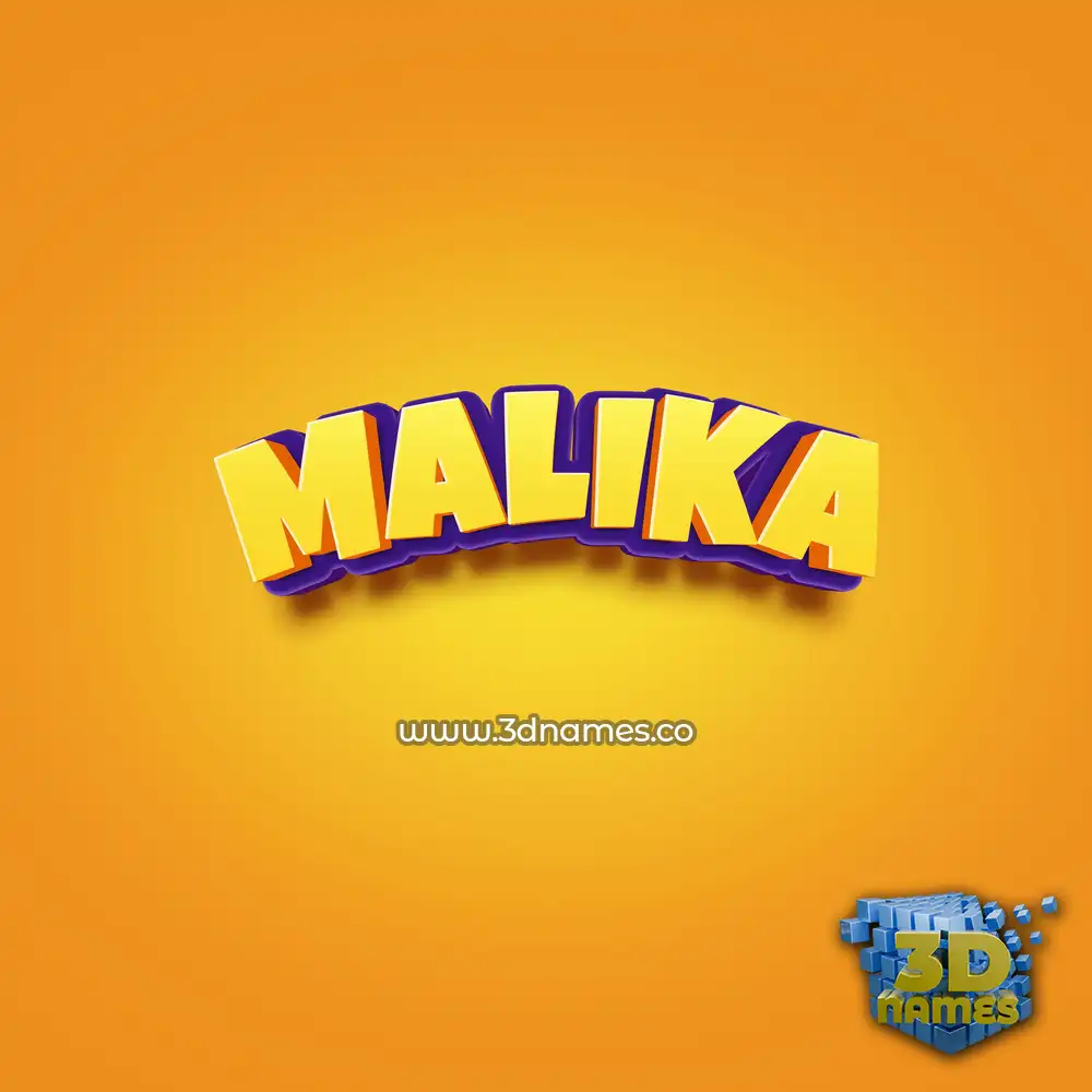 malika in Orange Toon style - 3D name wallpaper