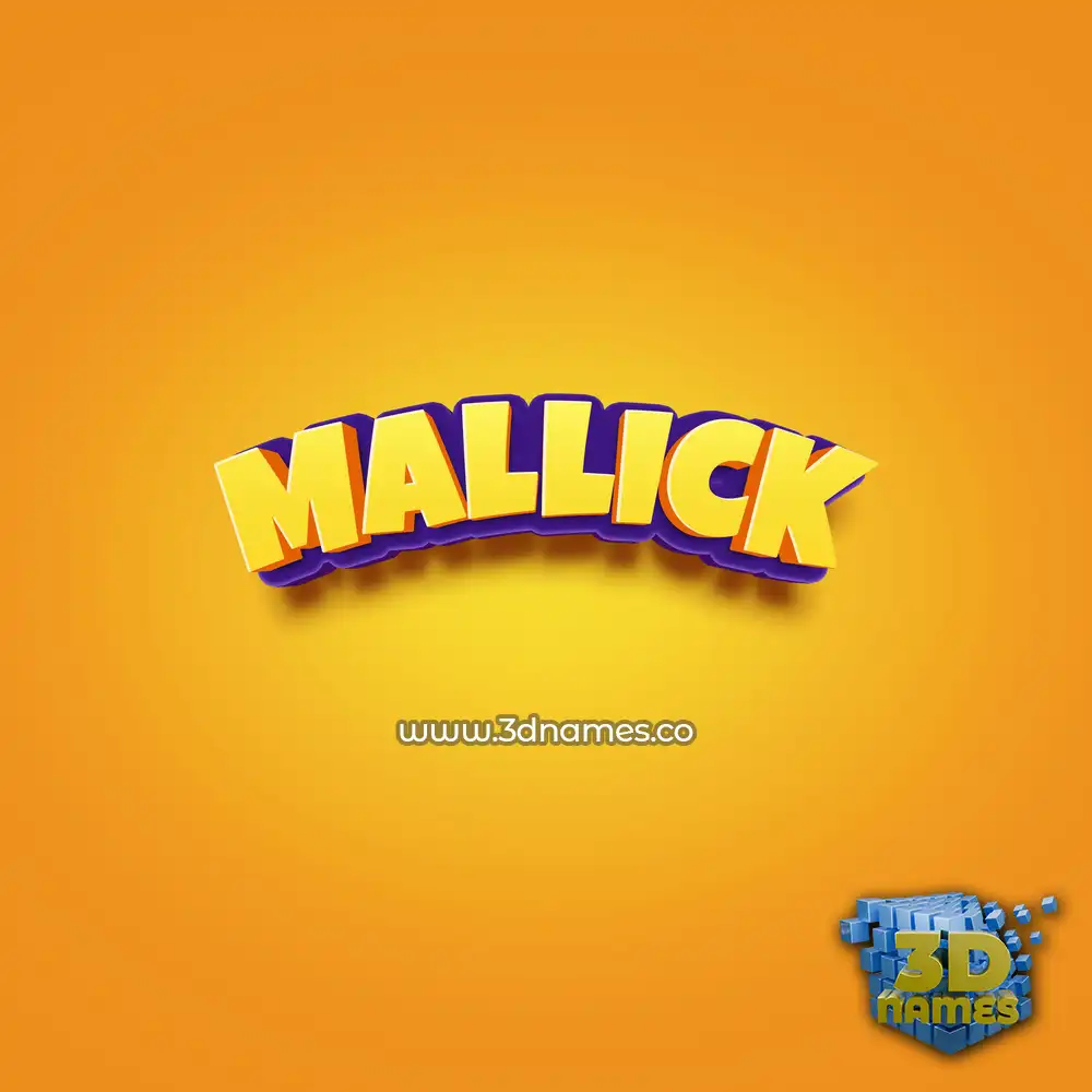 mallick in Orange Toon style - 3D name wallpaper