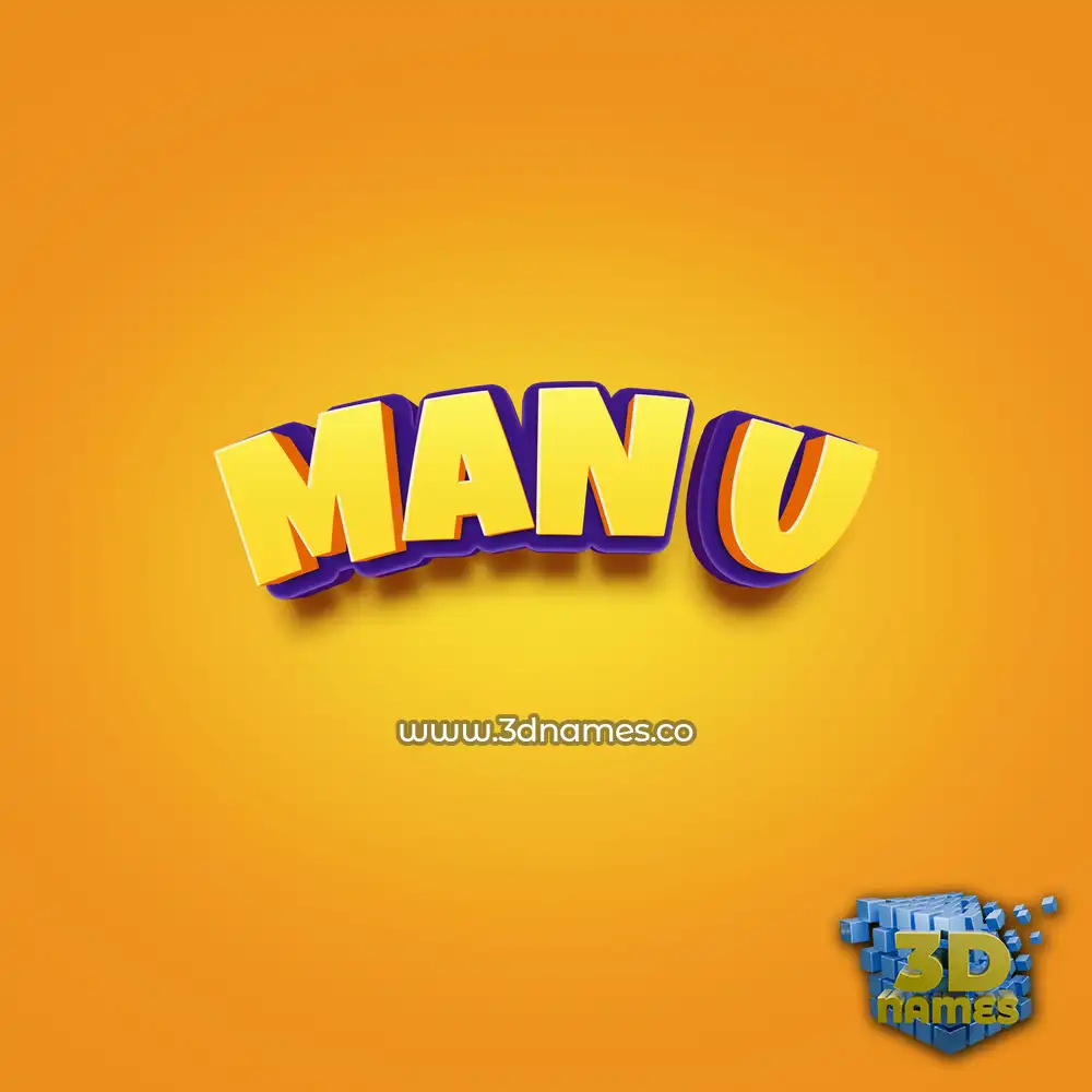 man u in Orange Toon style - 3D name wallpaper