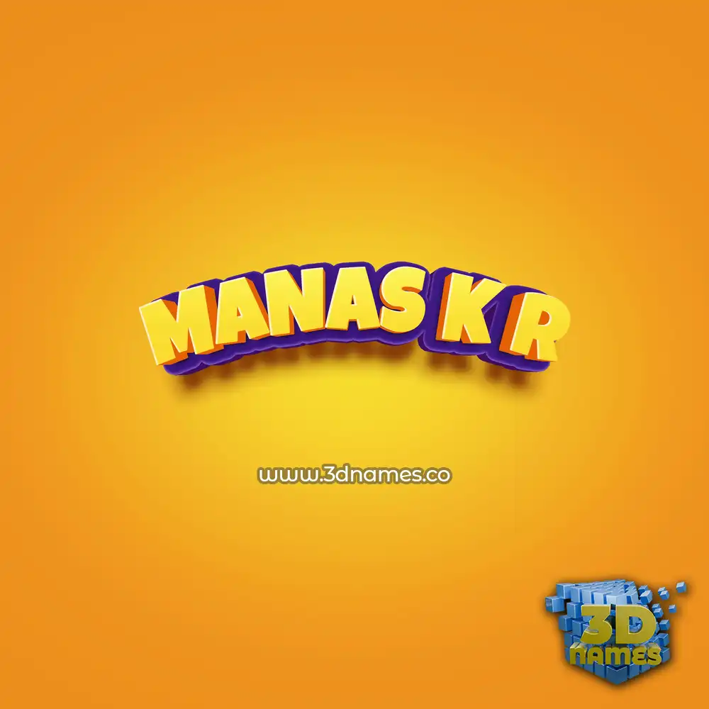 manas k r in Orange Toon style - 3D name wallpaper