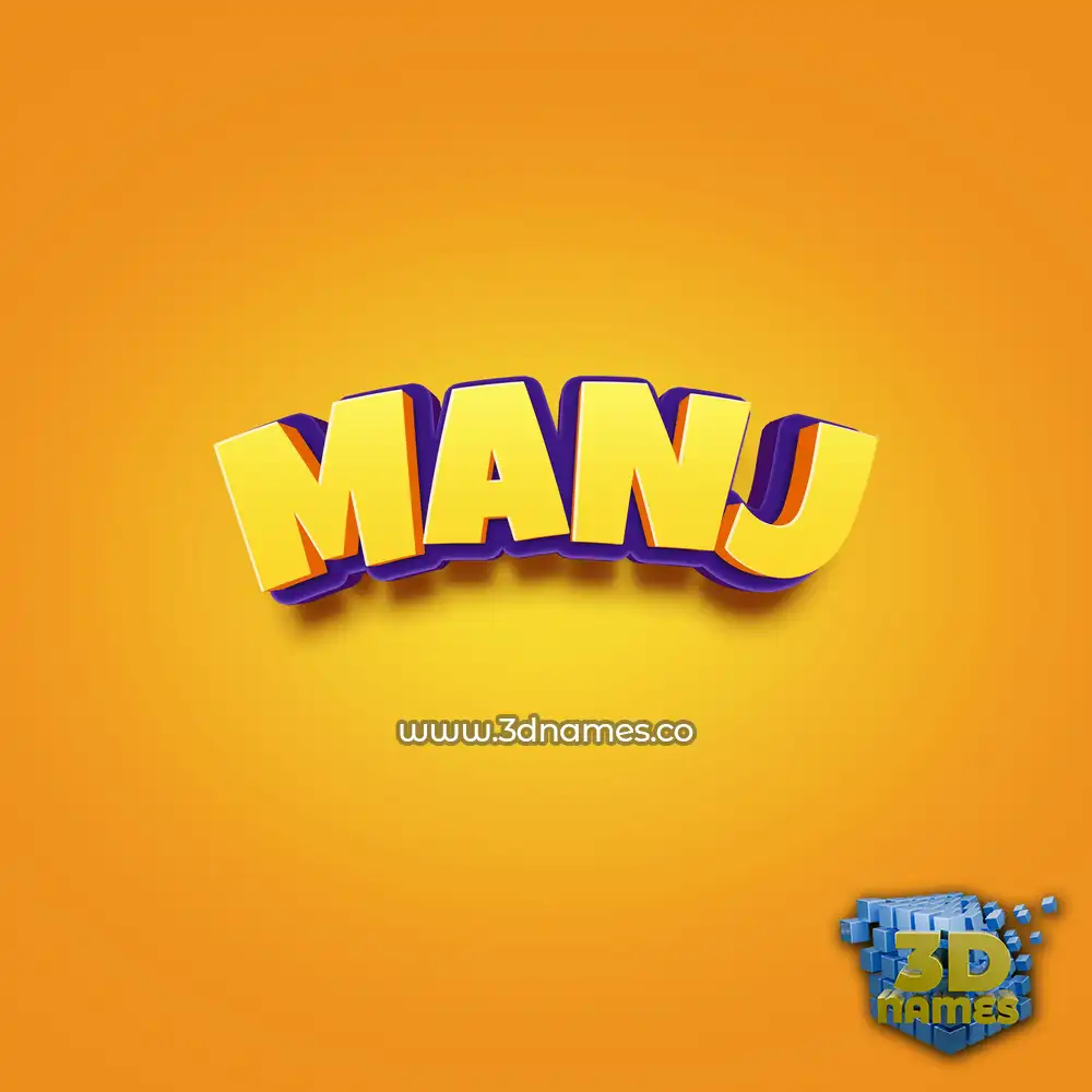 manj in Orange Toon style - 3D name wallpaper