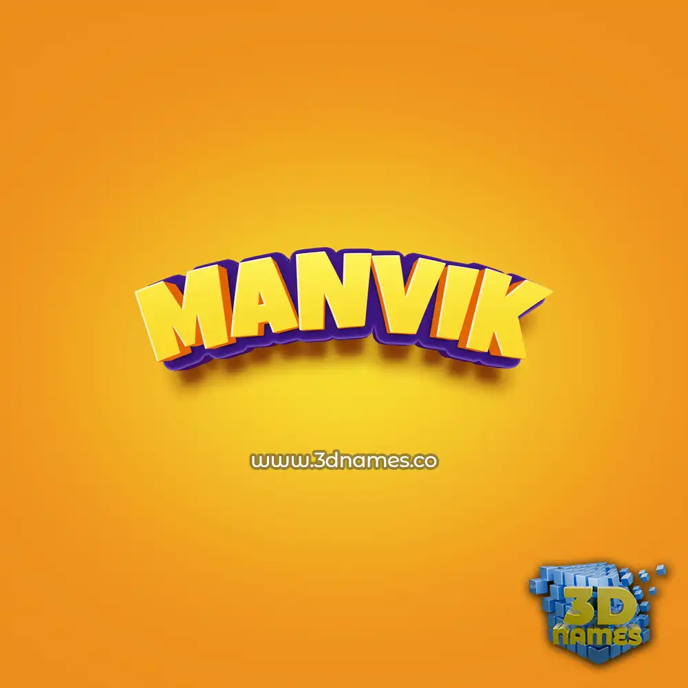 manvik in Orange Toon style - 3D name wallpaper