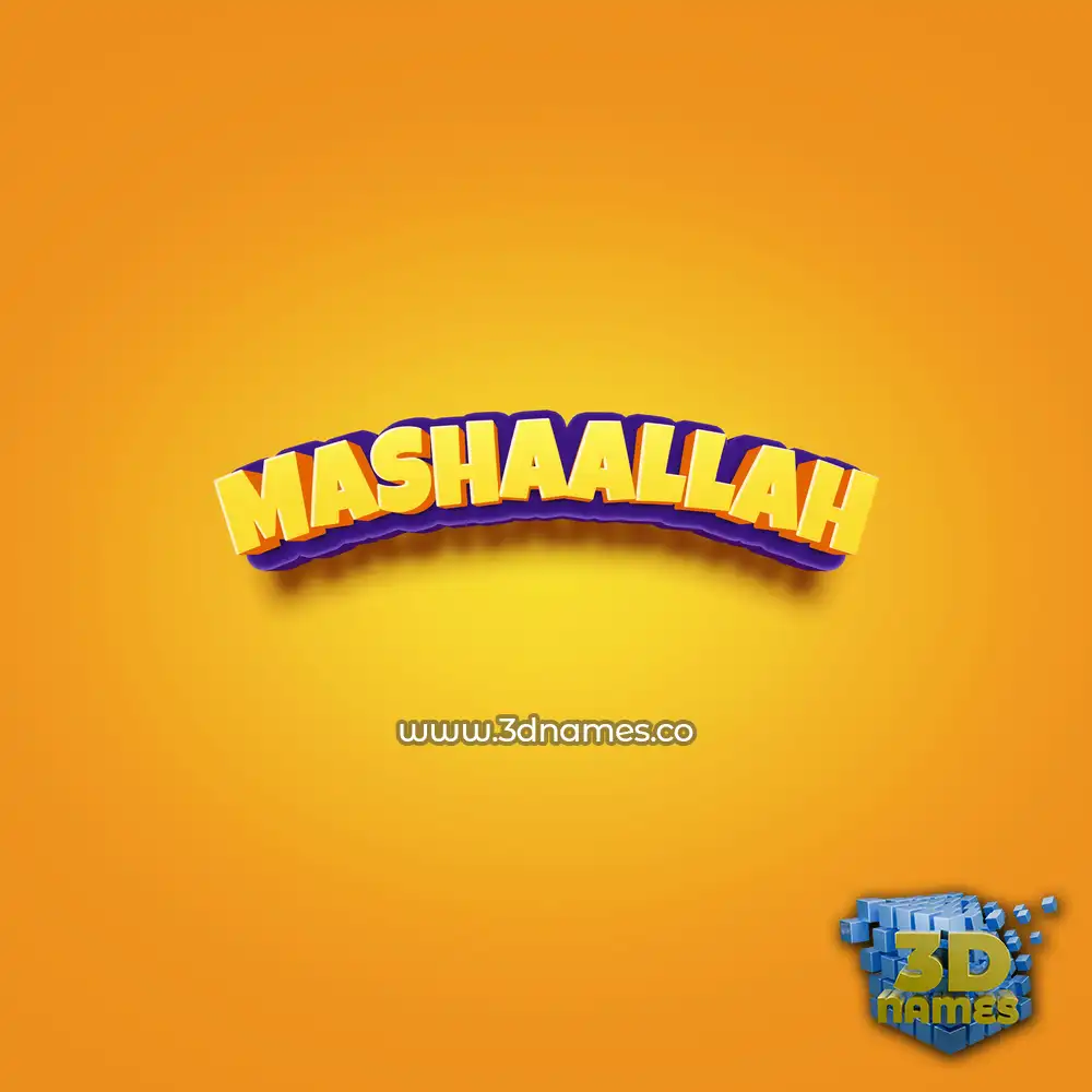 mashaallah in Orange Toon style - 3D name wallpaper